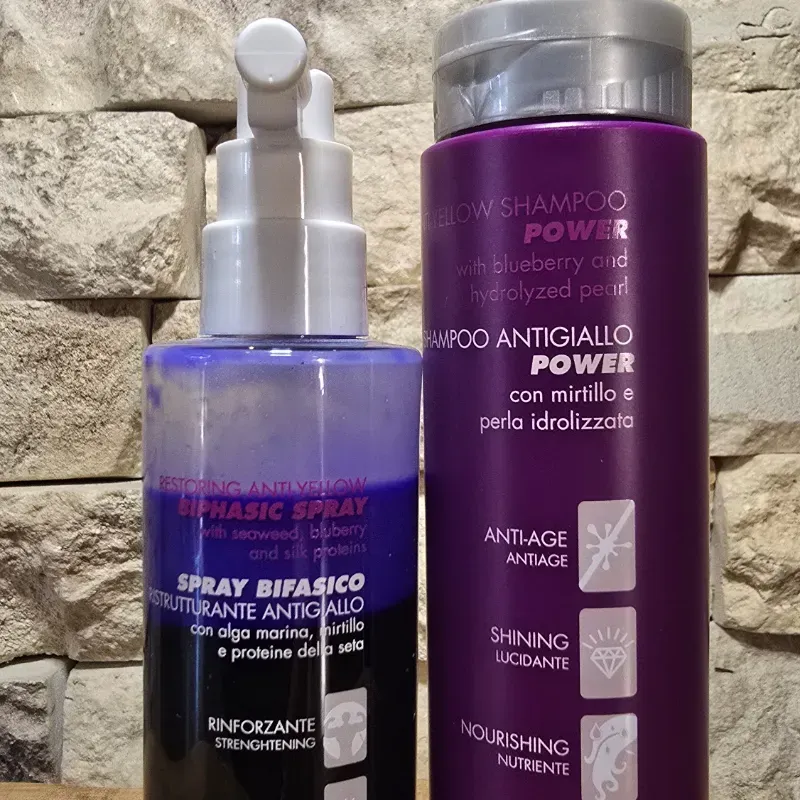 Champú y spray bifásico reestructuración Anti amarillo
