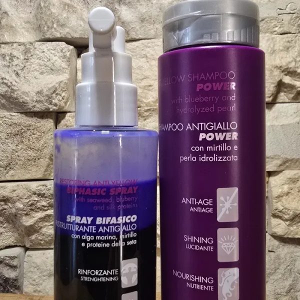 Champú y spray bifásico reestructuración Anti amarillo