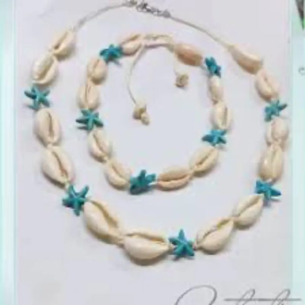 Juego de collar y tobillera con estrellas azules