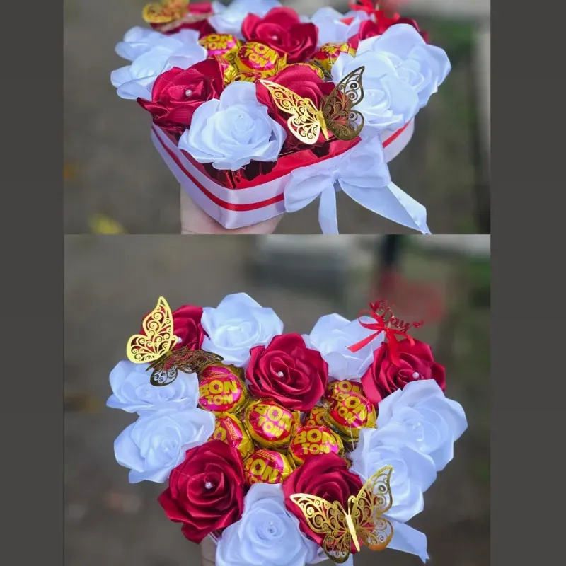 Cajita de Corazon Rosas y bombones