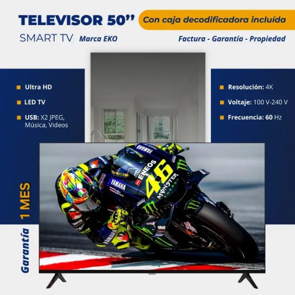 SMART TV EKO 50" HÍBRIDO (CAJITA INTERNA) + SOPORTE FIJO (FAD)