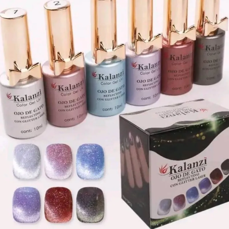 Ojo de gato reflectivo con glitter laser