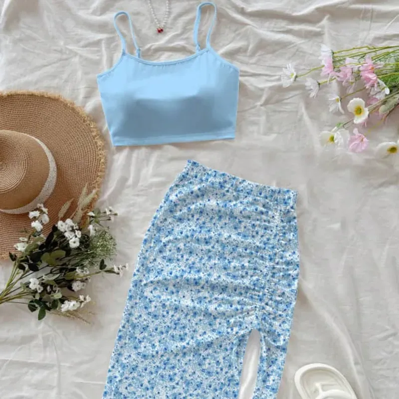 Conjunto azul de saya y short