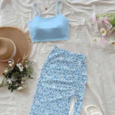Conjunto azul de saya y short