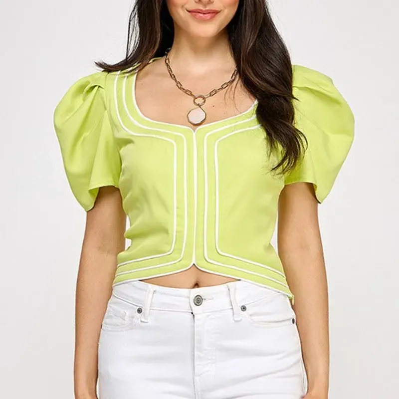 Blusa de vestir verde limón