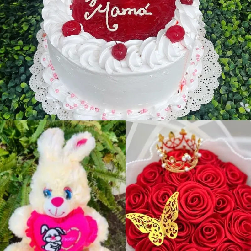 Cake + Peluche + Rosas
