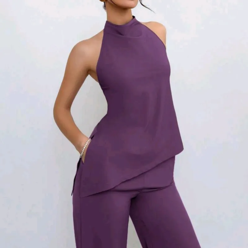 Conjunto morado blusa + pantalón