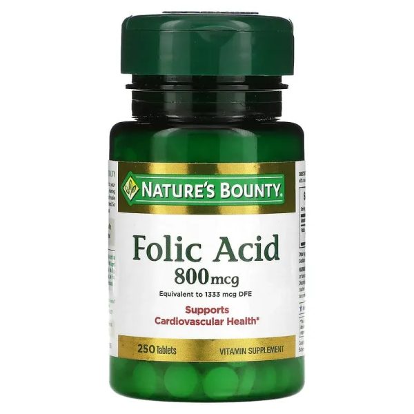 Ácido fólico, 800 mcg, 250 tabletas