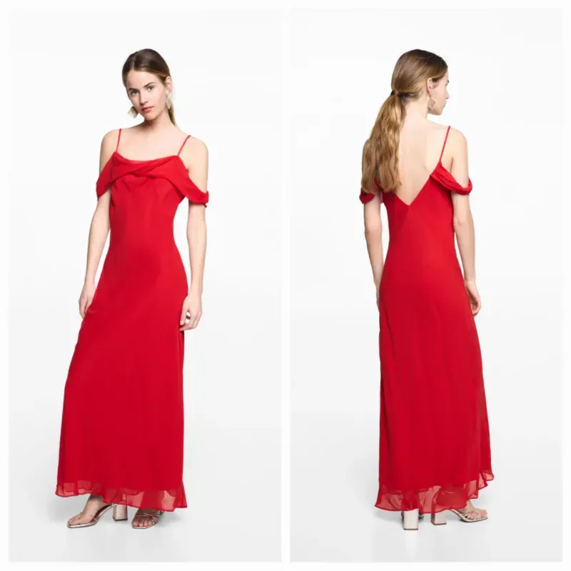 Vestido midi hombros descubiertos