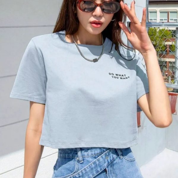 Top azul ancho