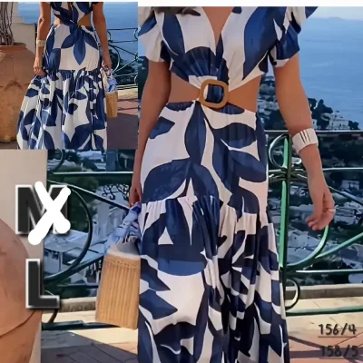 Vestido Estampado con Recortes
