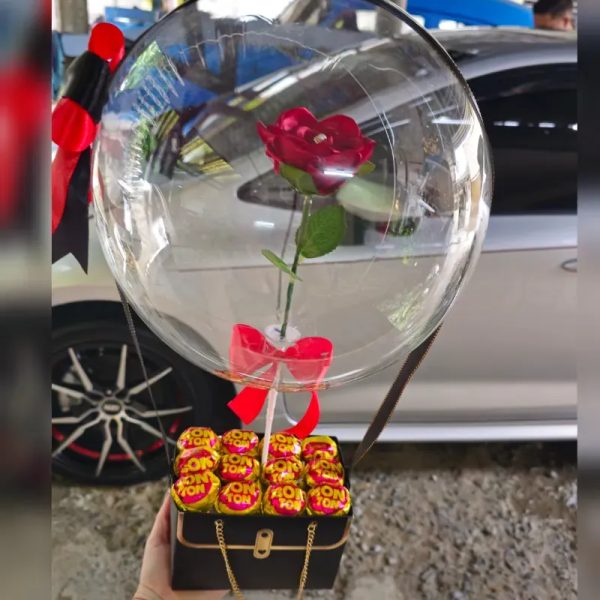Carterita con Bombones y Globo con Rosa ✨️