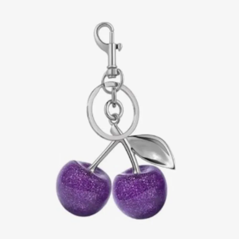 Llavero Cherry Morado y Plateado Extra Grande