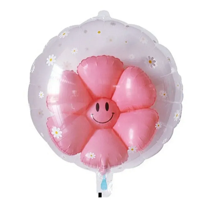 Globo burbuja con flor rosada