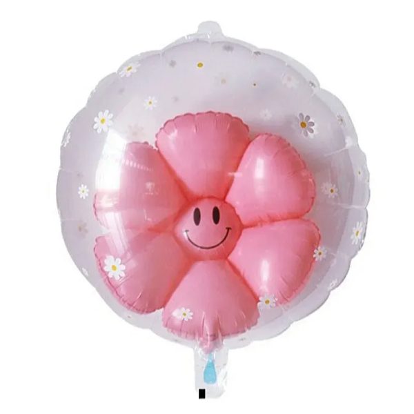 Globo burbuja con flor rosada