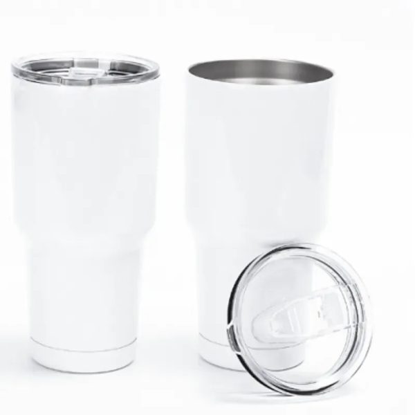 Termo de acero inoxidable para automóvil blanca de 30 OZ, lista para la técnica sublimación
