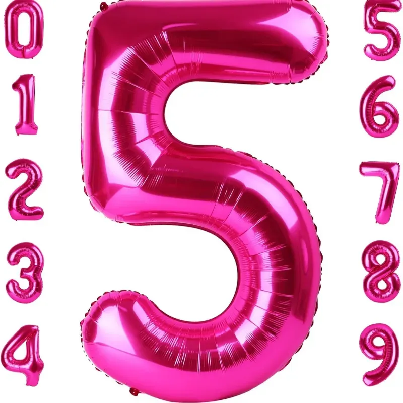 Globo foil número 5 rosa intenso