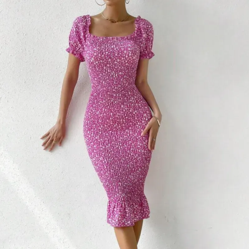 Vestido malva floreado