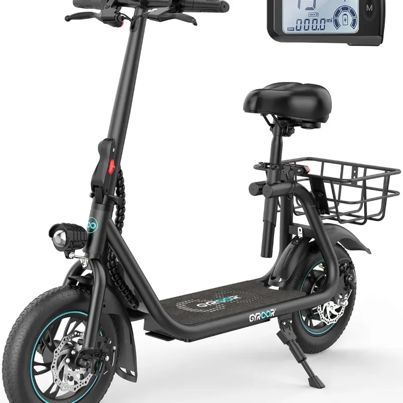 Carriola eléctrica para adultos / scooter 'GYROOR' MOD. C1 450W 36V/7.5Ah 25Km/hr (32km distancia) CON ASIENTO Y CESTA. Nueva.