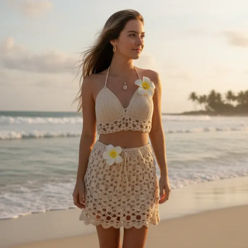 Conjunto saya blusa con flores foami