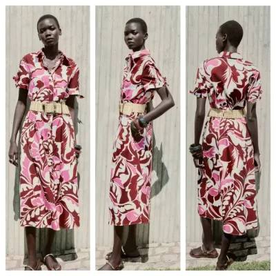 Vestido Zara estampado con cinturón