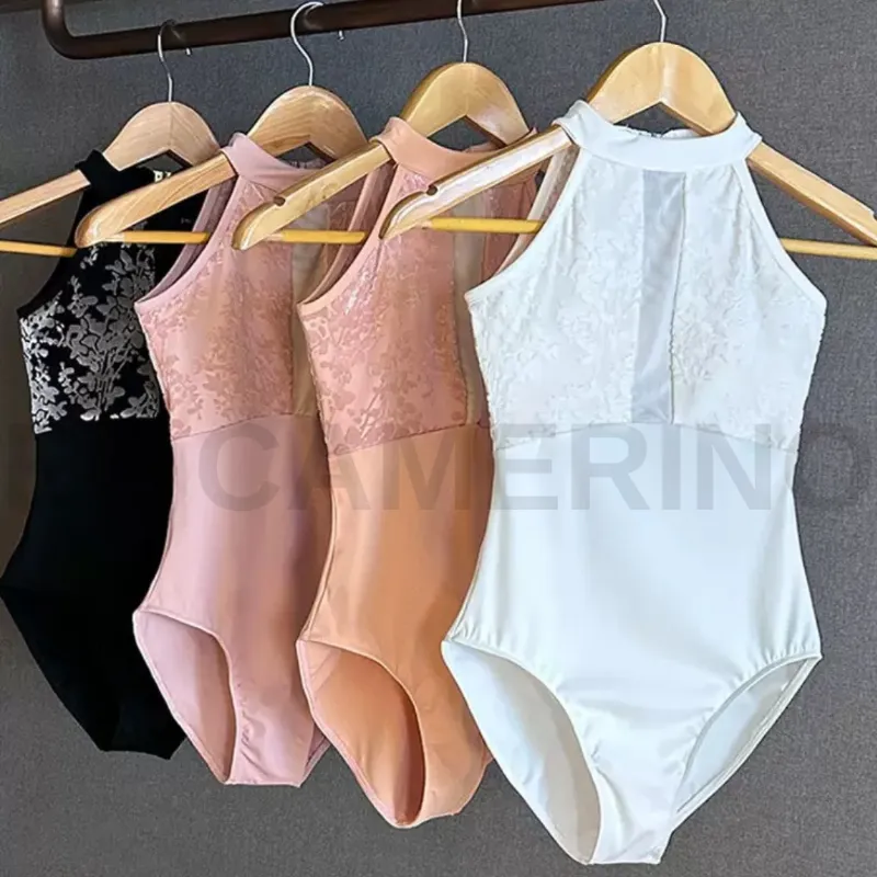 Leotard_ Cuello Alto_ Estampado Floral