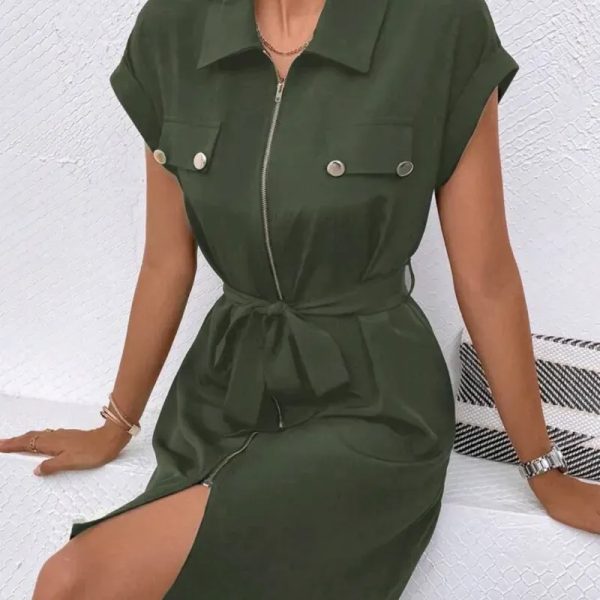  Vestido camisero — Verde Militar