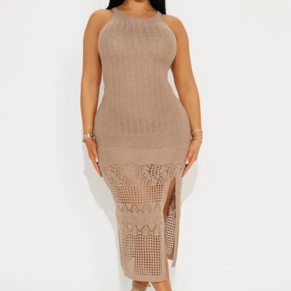  Vestido a Crochet — Beige