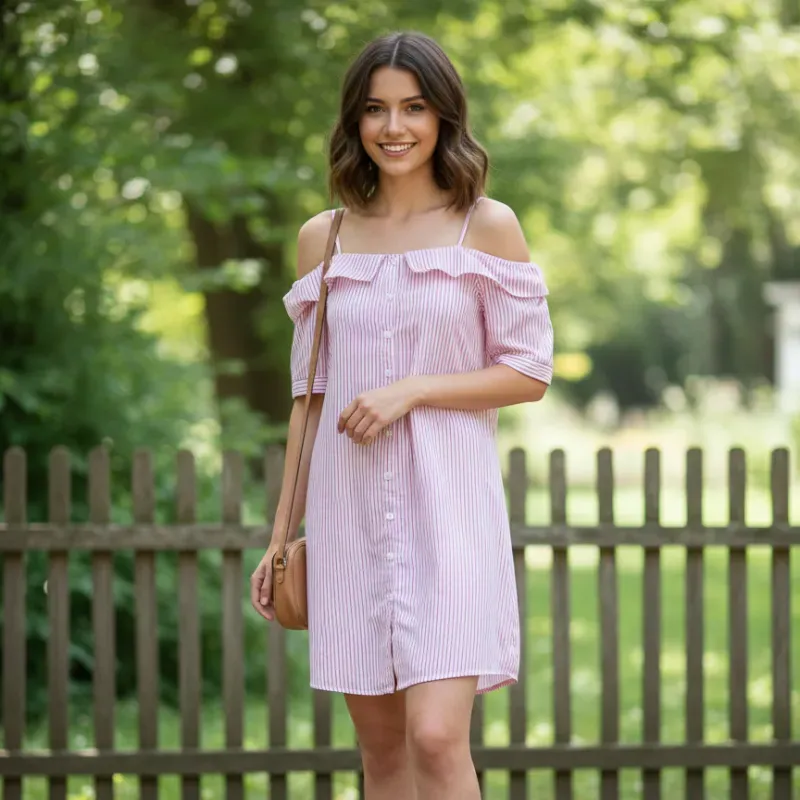 Vestido de rayas rosado