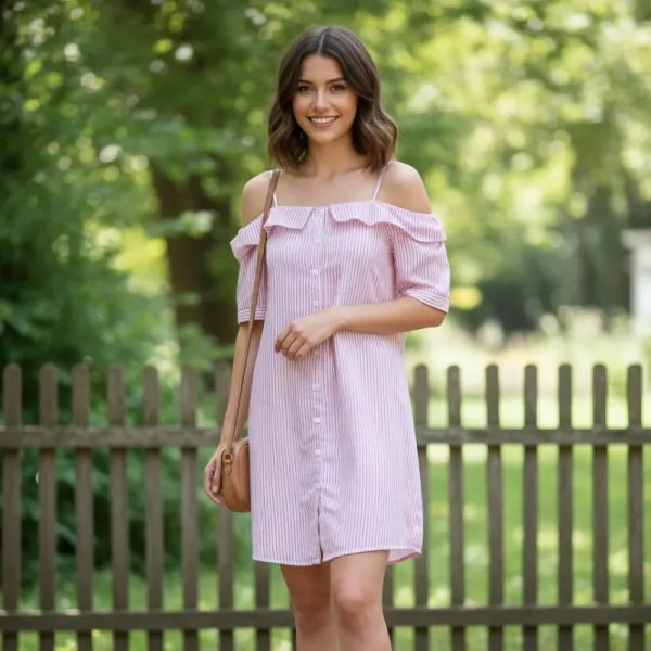 Vestido de rayas rosado