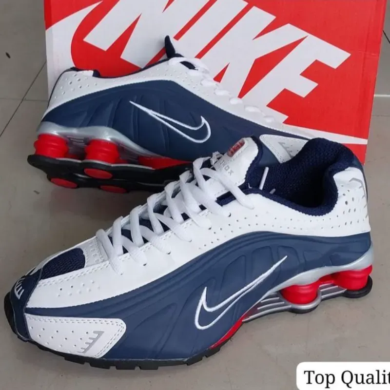 Nike Shox 4 Muelles Azul Blanco y Rojo