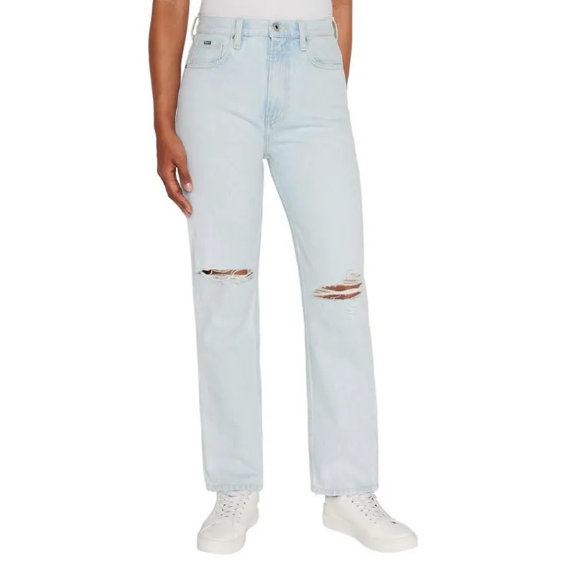 Pantalón recto con rotos