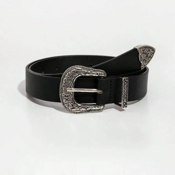  Cinturón Black Western – Elegancia clásica con detalles vintage y presencia visual