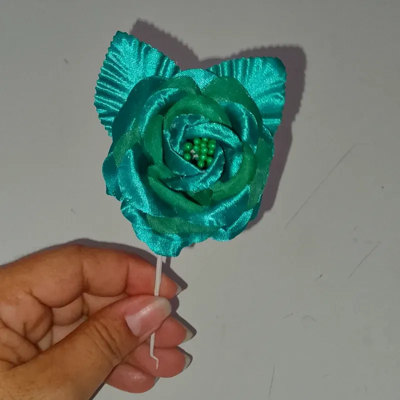 Rosa de tela | color verde azul