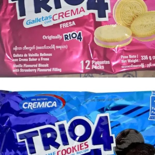 Galletas trío cuatro sabor chocolate y fresa