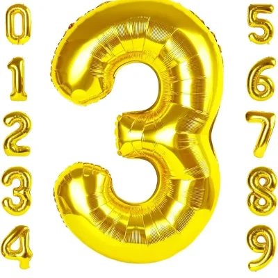Globo foil número 3 dorado