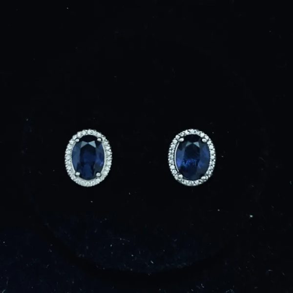 Aretes piedra ovalada azul