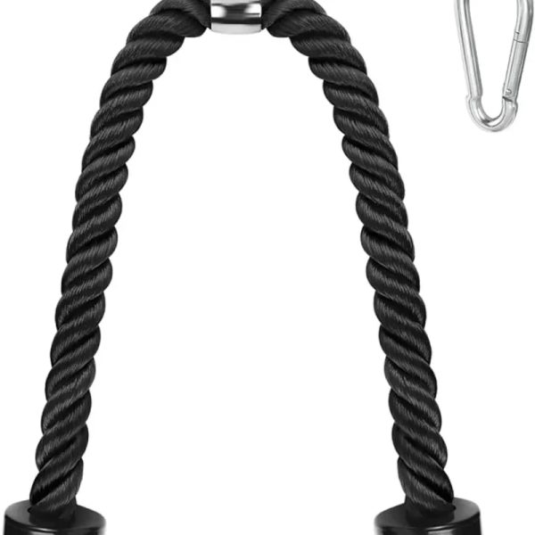 Soga de Tríceps para Polea de Gimnasio – Cuerda Engomada con Argolla Metálica (Uso Profesional)