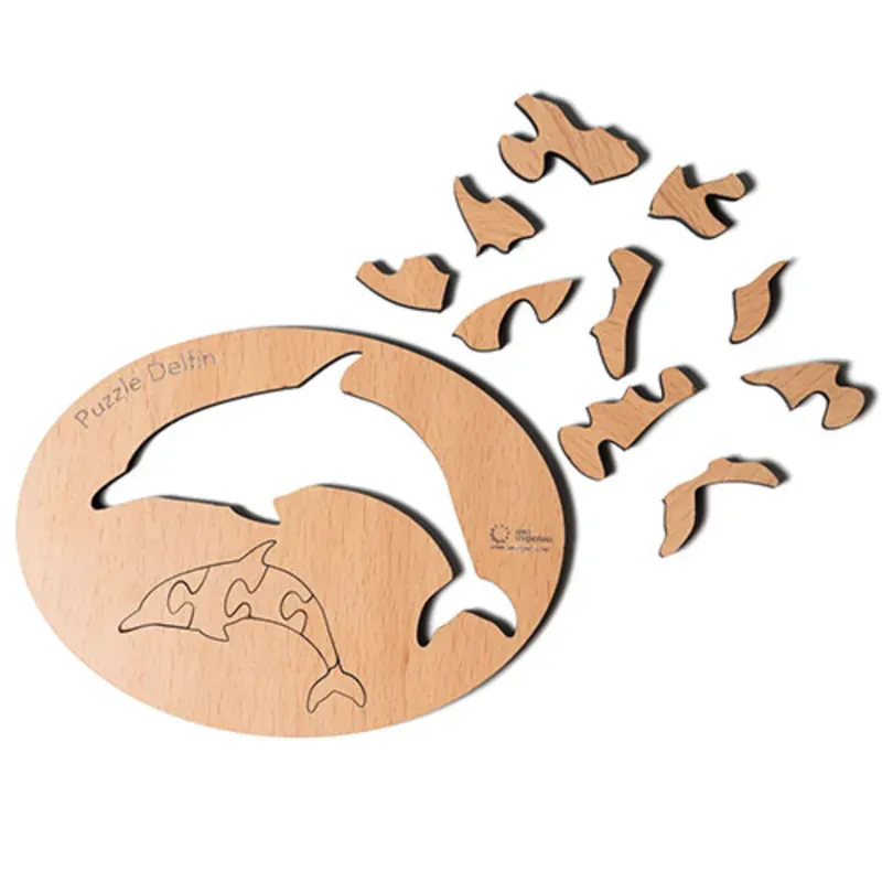 Puzzle de encastre delfín en  madera