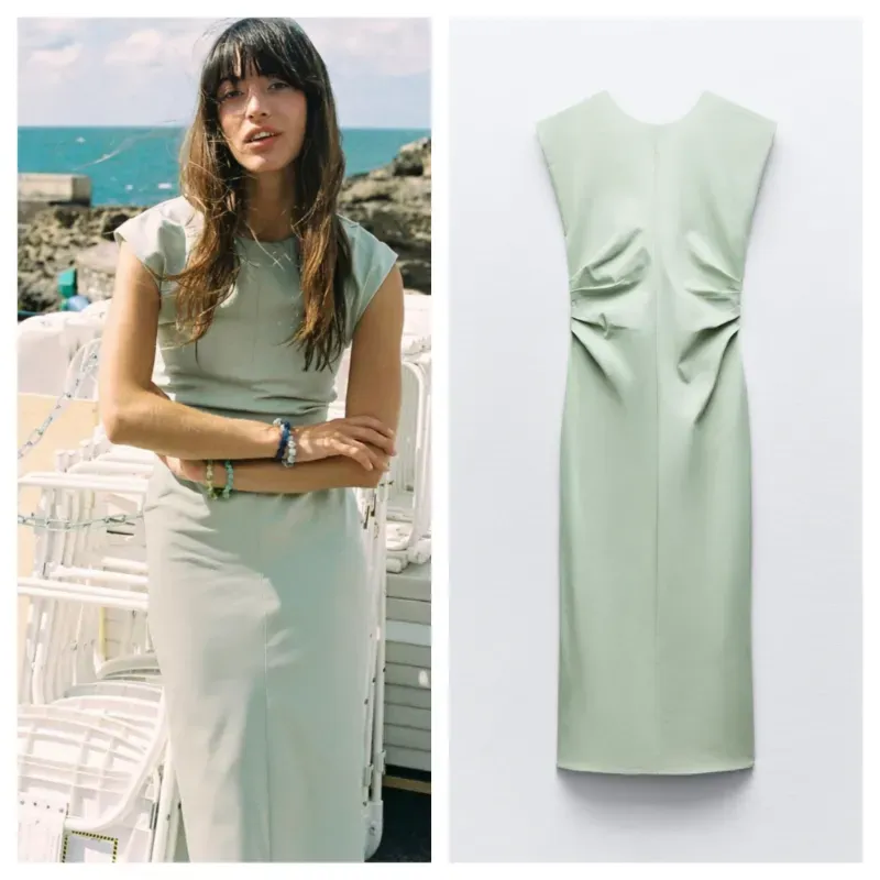 Vestido Zara verde midi