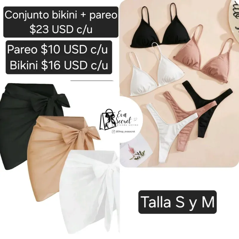Conjunto de bikini y pareo talla S y M