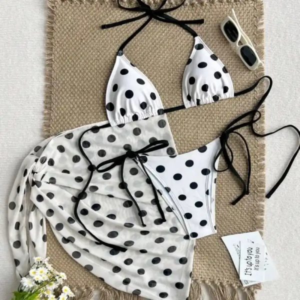  Bikini de óvalos con pañoleta — Blanco/Negro