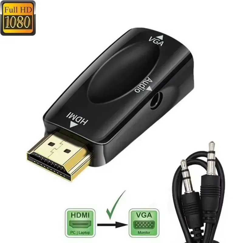  Adaptador HDMI Macho a VGA Hembra – Convertidor de Audio