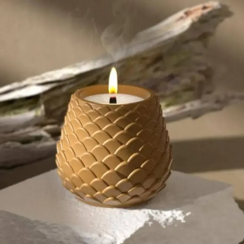 Maceta con diseño de escamas o conchas, para plantas artificiales o para velas (no incluidas)