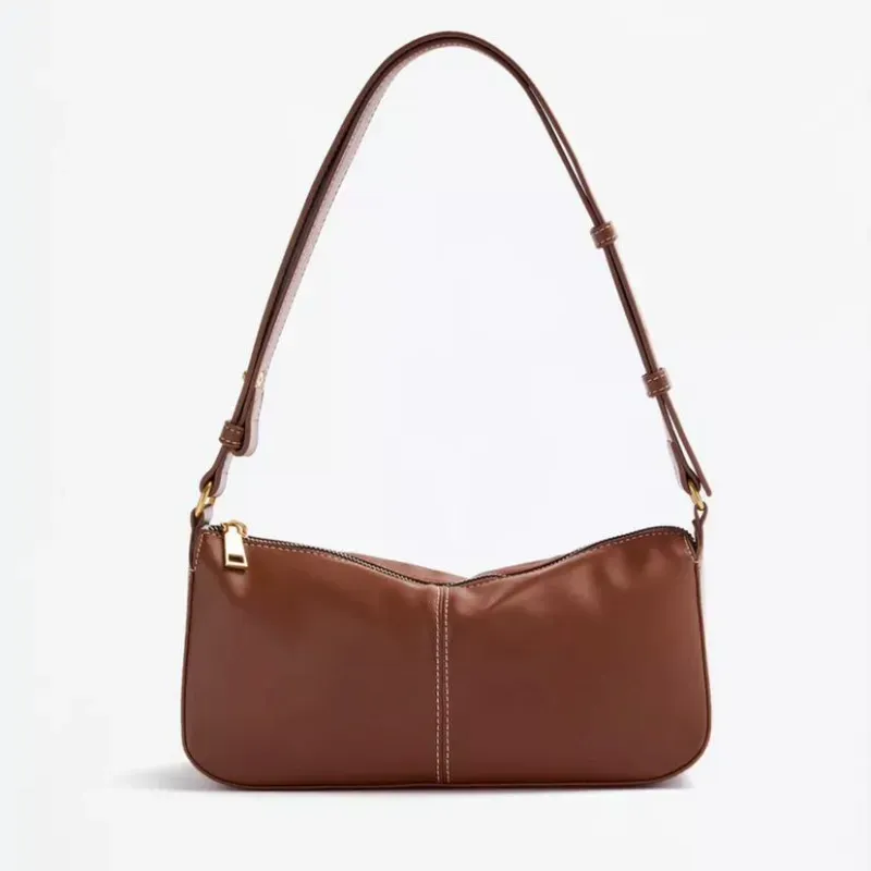 Bolso Marron Mini con asa detalles dorados