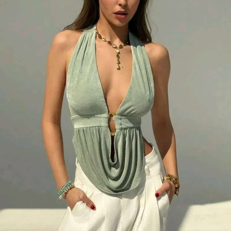 Blusa escotada verde