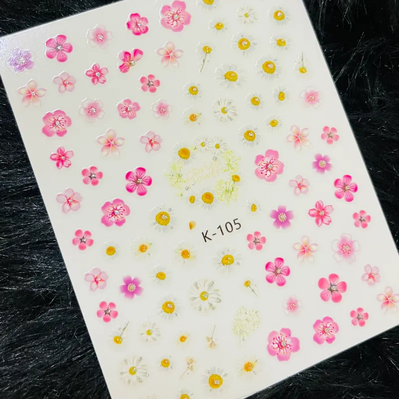 Calcomanía flores blancas  y rosadas