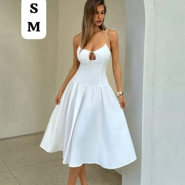  Vestido White Glow – Elegancia fresca con corte romántico y detalles que enamoran