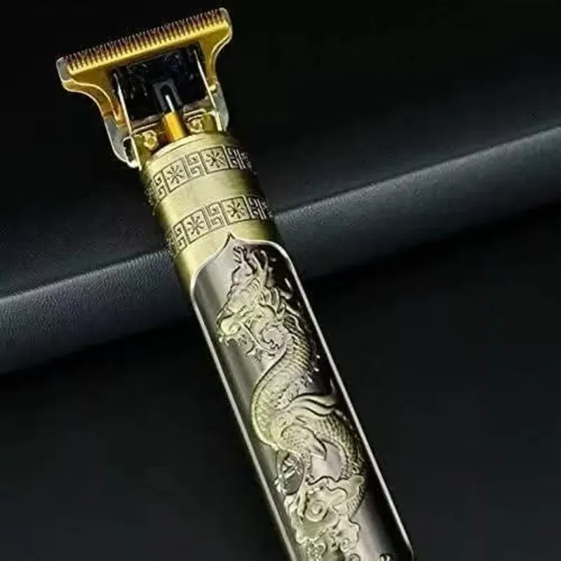 ⚡ Máquina Profesional de Corte y Afeitado Recargable – Estilo Dorado Dragón 