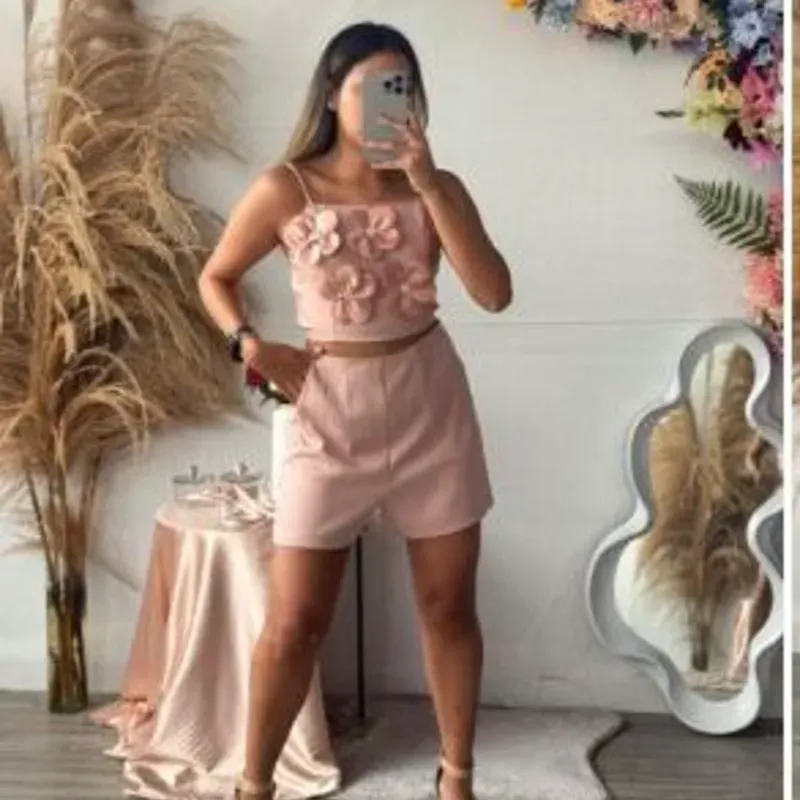 Conjunto de short rosa viejo